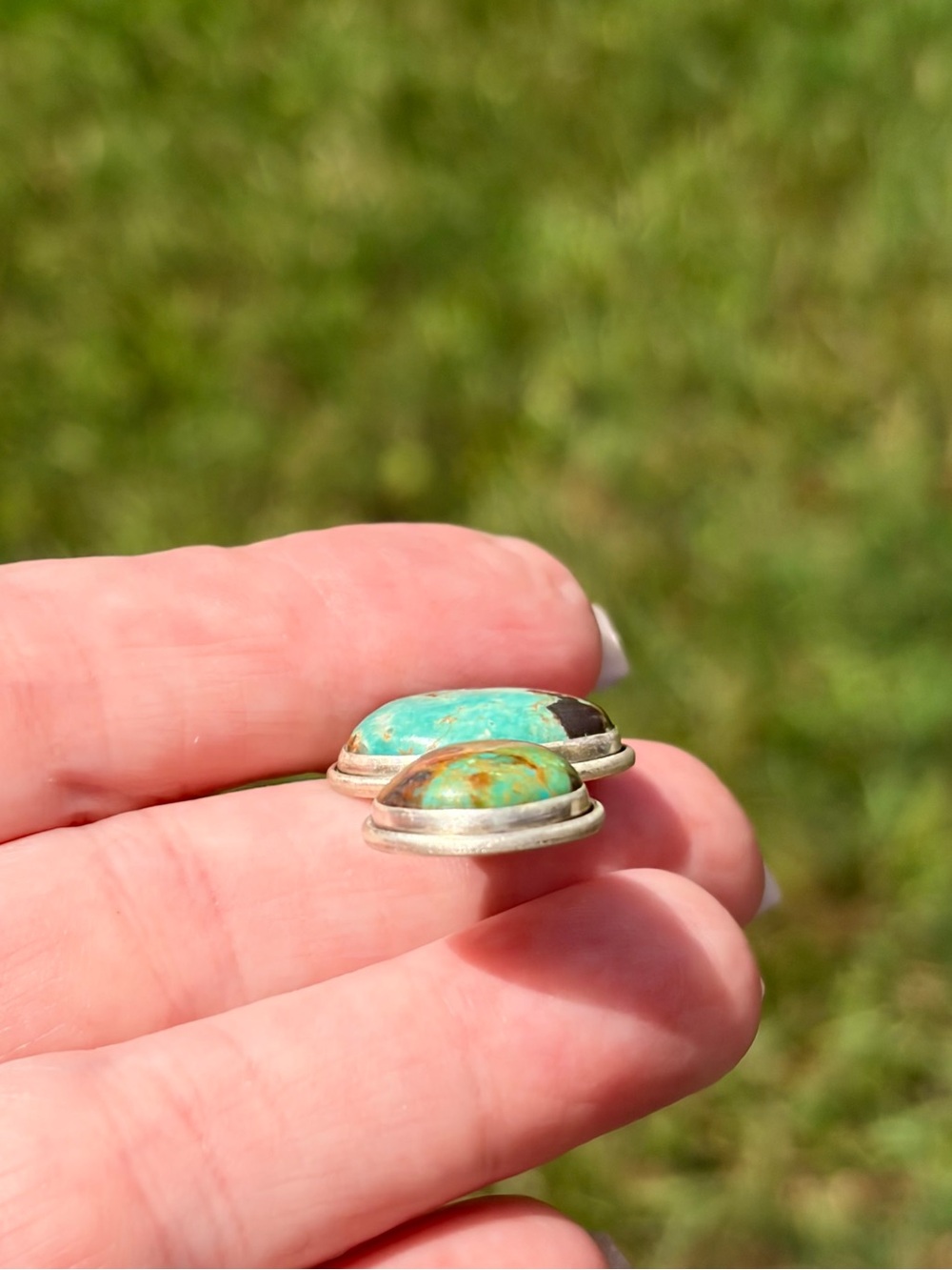 925 Sterling Silver Royston Ribbon Turquoise Double-Drop Pendant - Picture 5 of 11